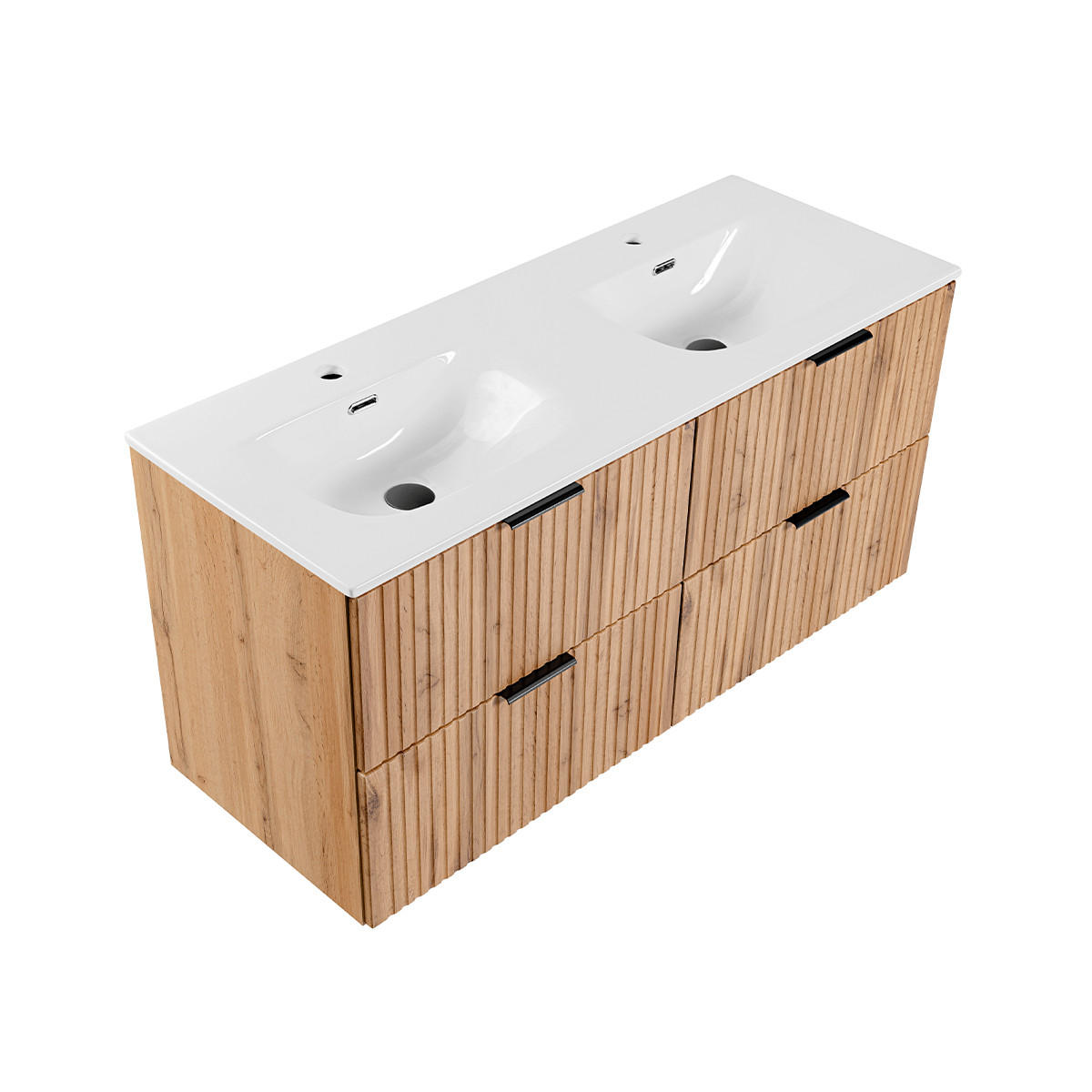 DOPPELWASCHTISCH 120.4cm Adriel Holz in Eichenoptik - Braun, Holzwerkstoff (120.4/57/46cm) - Petits-meubles