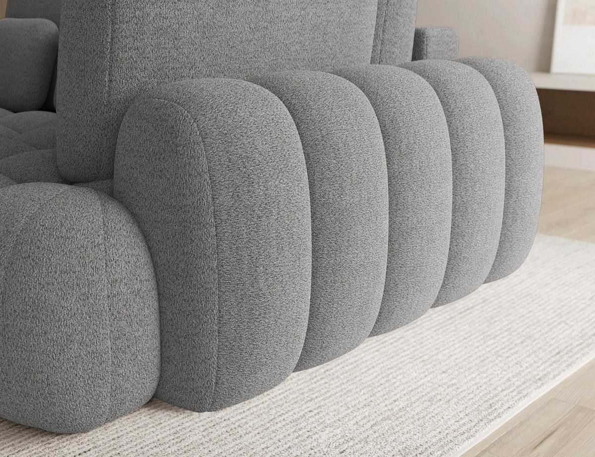 ECKSOFA COZION L-Form mit Schlaffunktion & Bettkasten – Modernes 3-Sitzer Sofa, HR-Kaltschaum, Wellenfederung, 267 × 165 cm - Schwarz/Grau, Kunststoff (267/165cm) - Wohnideebilder