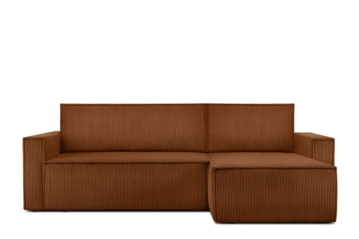 ECKSOFA-LINKS/RECHTS NAPI Schlaffunktion mit Cordbezug, rot - Schwarz/Orange, Textil (246/148cm) - KONSIMO®