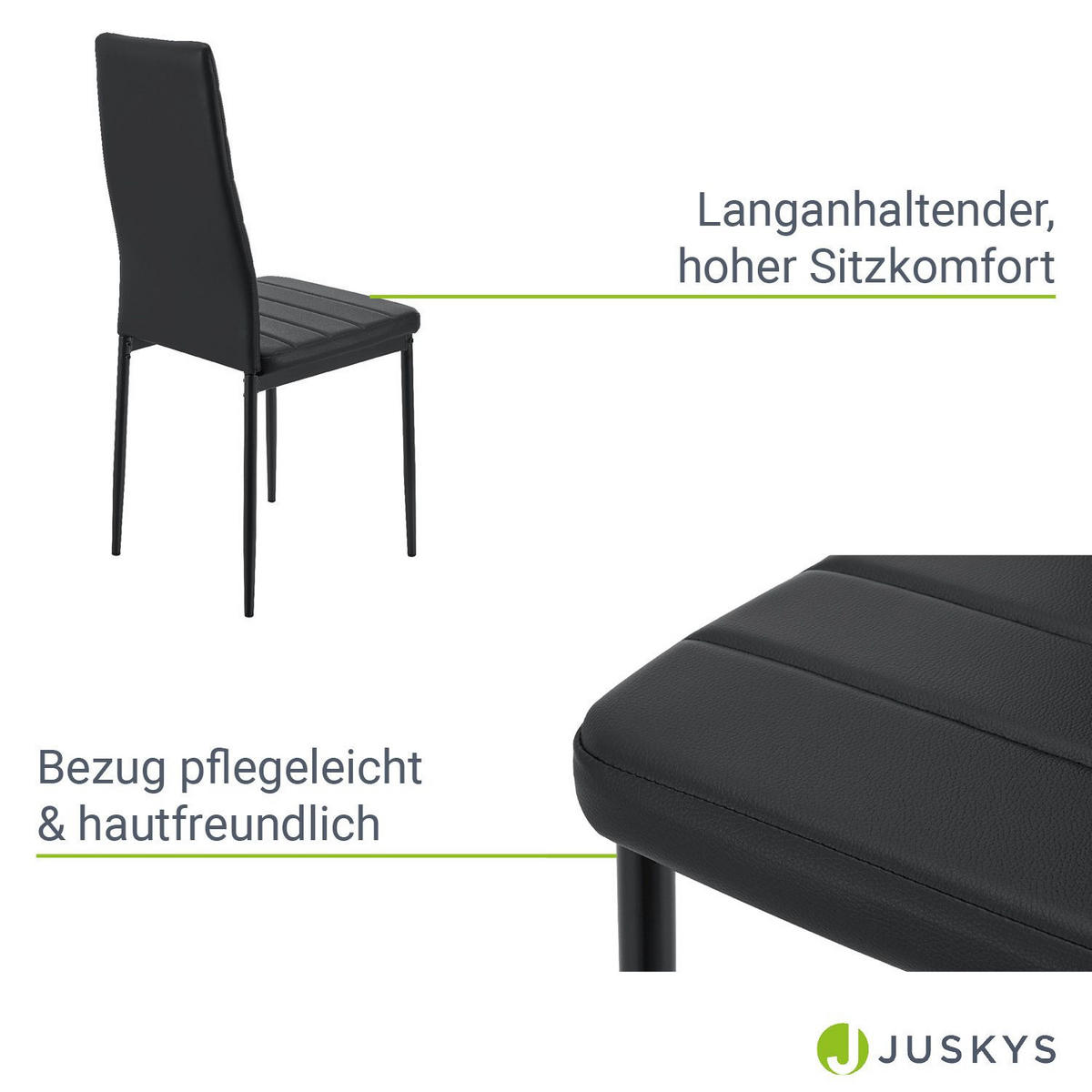 ESSZIMMERSTUHL Loja 2er-Set schwarz - Schwarz, Metall (41/96/49cm) - Juskys