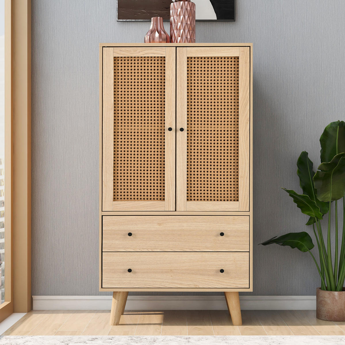 SIDEBOARD 60/40/120 cm in Eiche mit 2 Türen und 2 Schubladen - Eichefarben, Holzwerkstoff (60/120/40cm) - Flora Grace