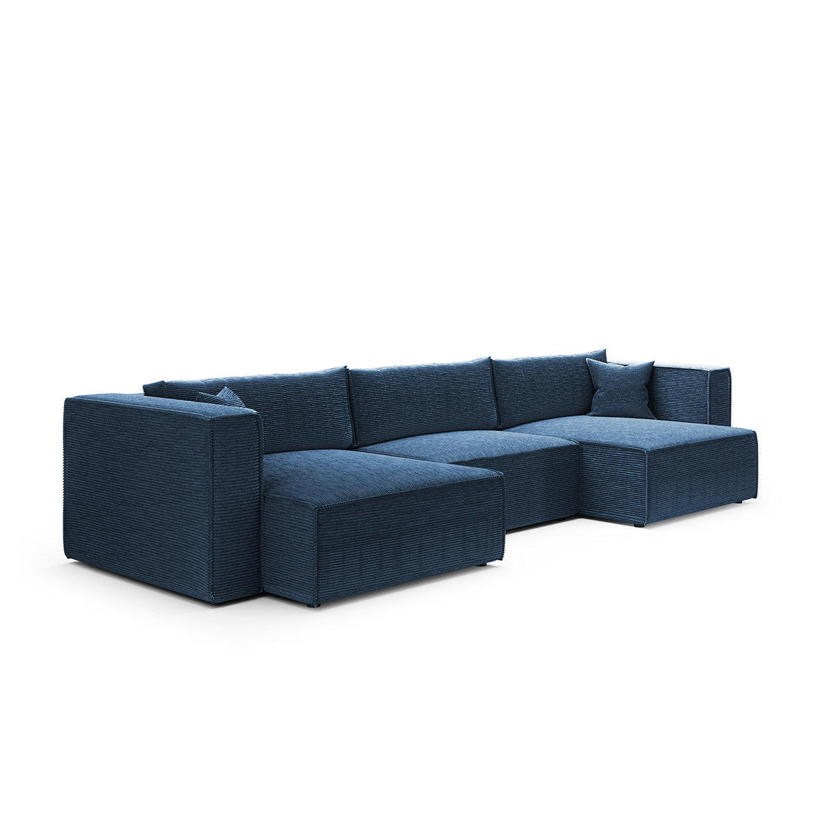 PANORAMASOFA Jimmy 5 Sitzplätze Blau - Blau, Holz (348/77/148cm) - Petits-meubles