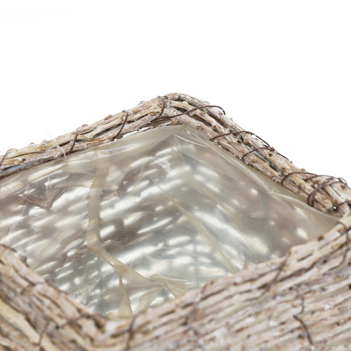 2xBLUMENTOPF - Weiß, Kunststoff/Textil (20/20/20cm) - Relaxdays