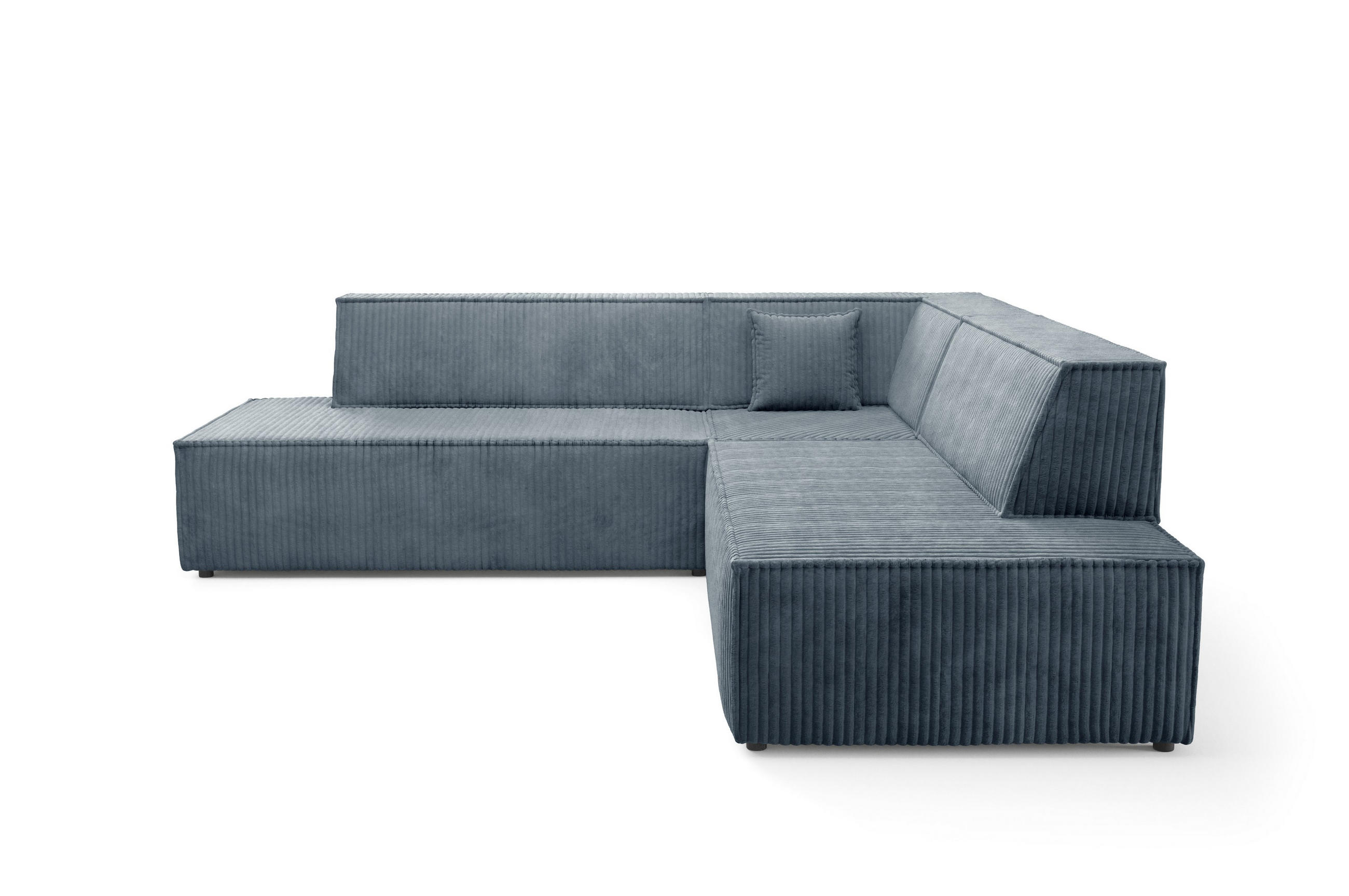ECKSOFA TESSO II R-S Grau Kordstoff mit Schlaffunktion - Grau, Holz (254/254cm) - MASSENO