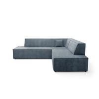 ECKSOFA TESSO II R-S Grau Kordstoff mit Schlaffunktion - Grau, Holz (254/254cm) - MASSENO
