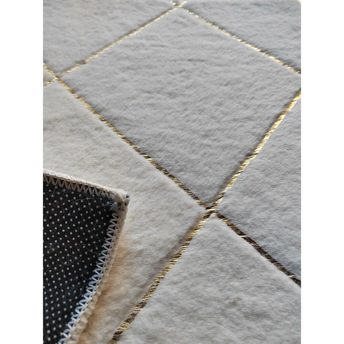 TEPPICH Weiß Rhombusse Moderne (60 x 240 x 2,2 cm) - Weiß, Kunststoff (60/240cm) - DKD Home Decor