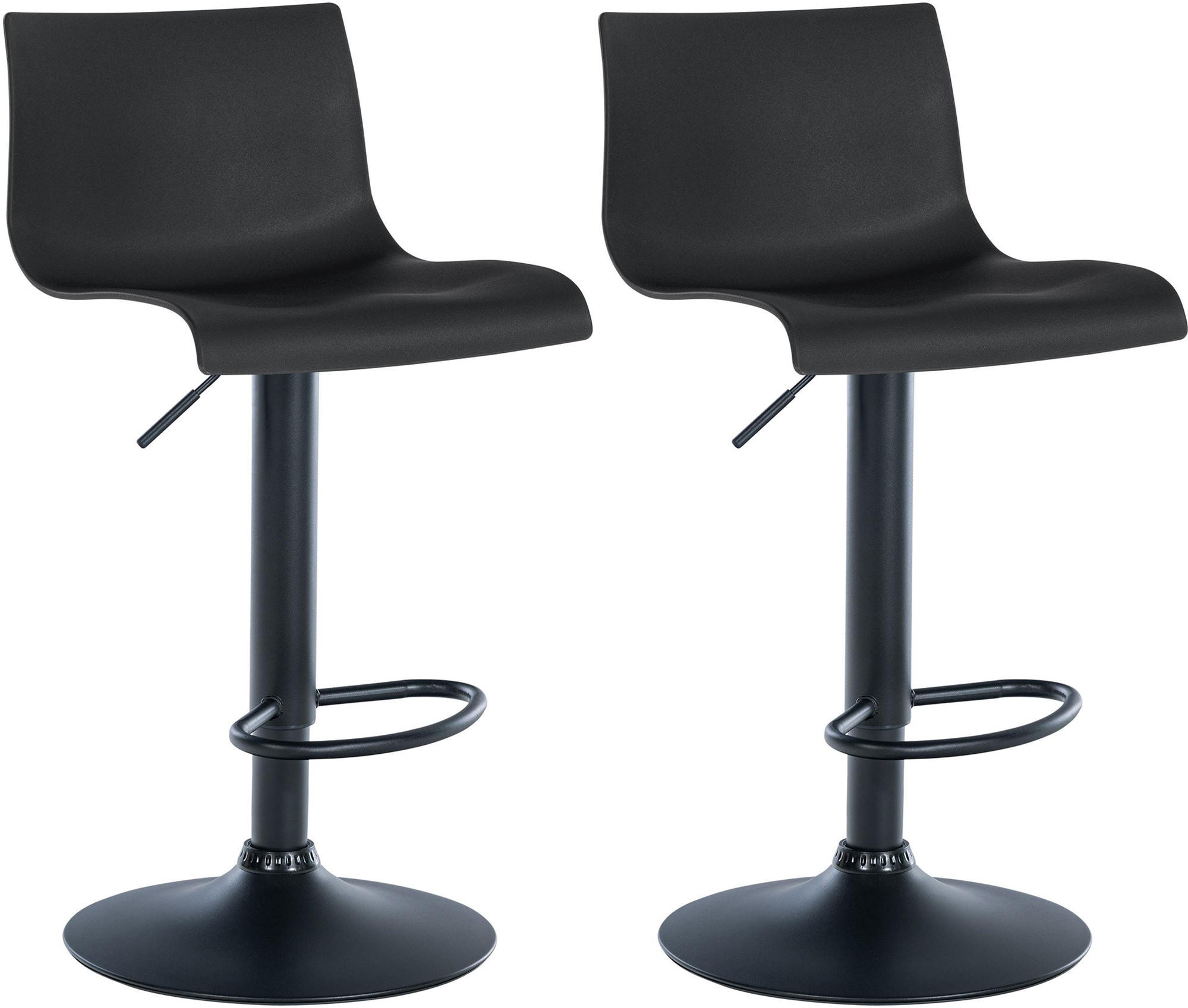 BARHOCKER 2er Set Kunststoff schwarz - Schwarz, Kunststoff/Textil (39/84/36cm) - CLP