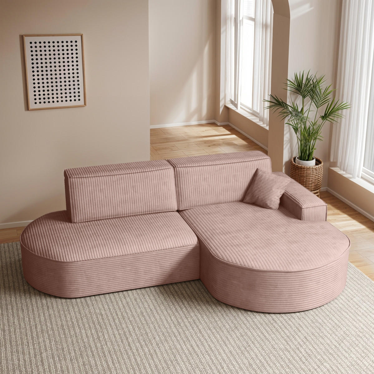 ECKSOFA Modena Pro - Komfort Und Stil Stoff Poso Rosa Rechts - Rosa, Holz (278/179cm) - Kaiser Möbel