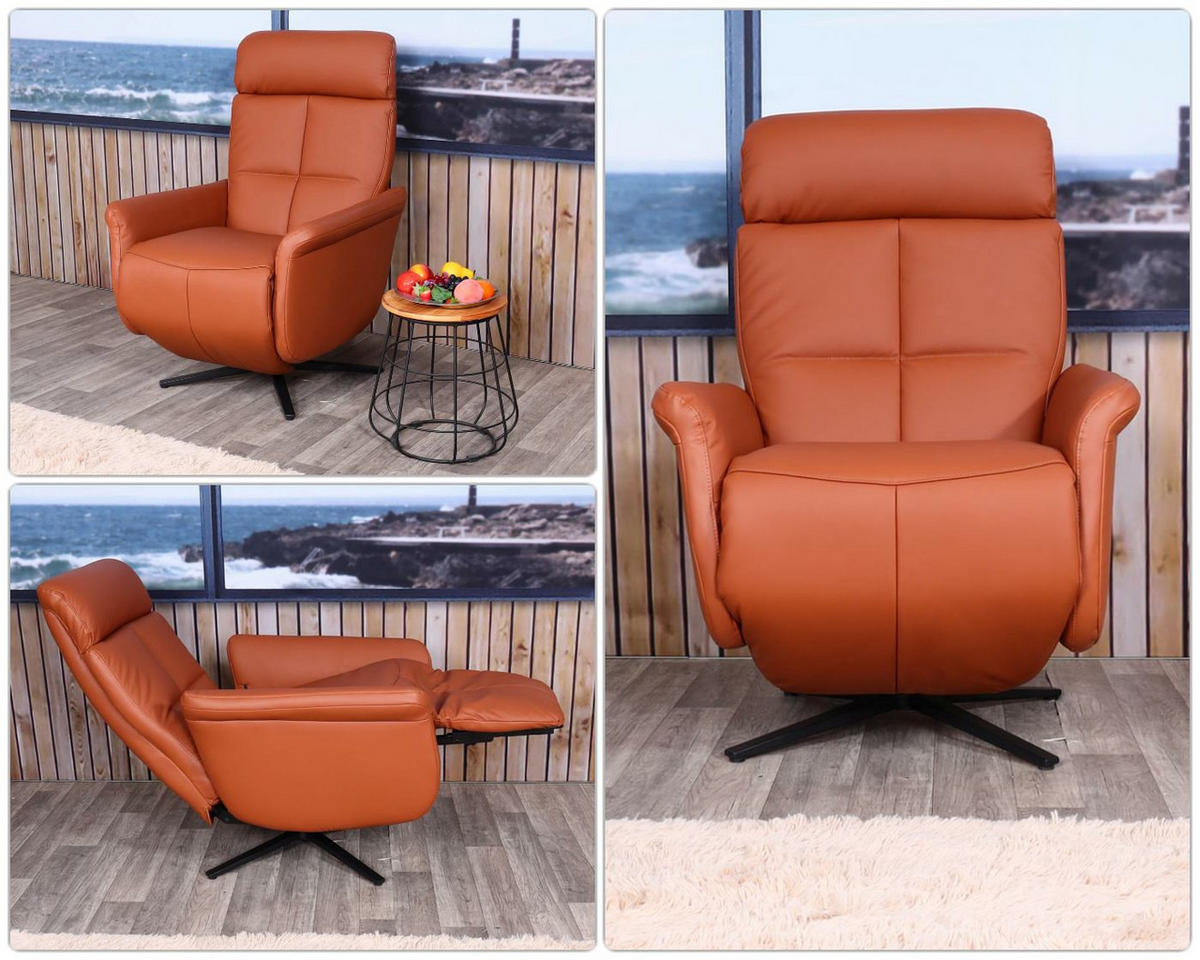 RELAXSESSEL Orange - Orange, Leder (76/110/153cm) - MCW