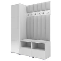 GEPOLSTERT Garderoben-Set Nela II LUX (Spiegel – Farbe Weiß + Stoff Trinity 32) - Silberfarben/Hellgrau, Holz/Holzwerkstoff (150/187/40cm) - Ravio