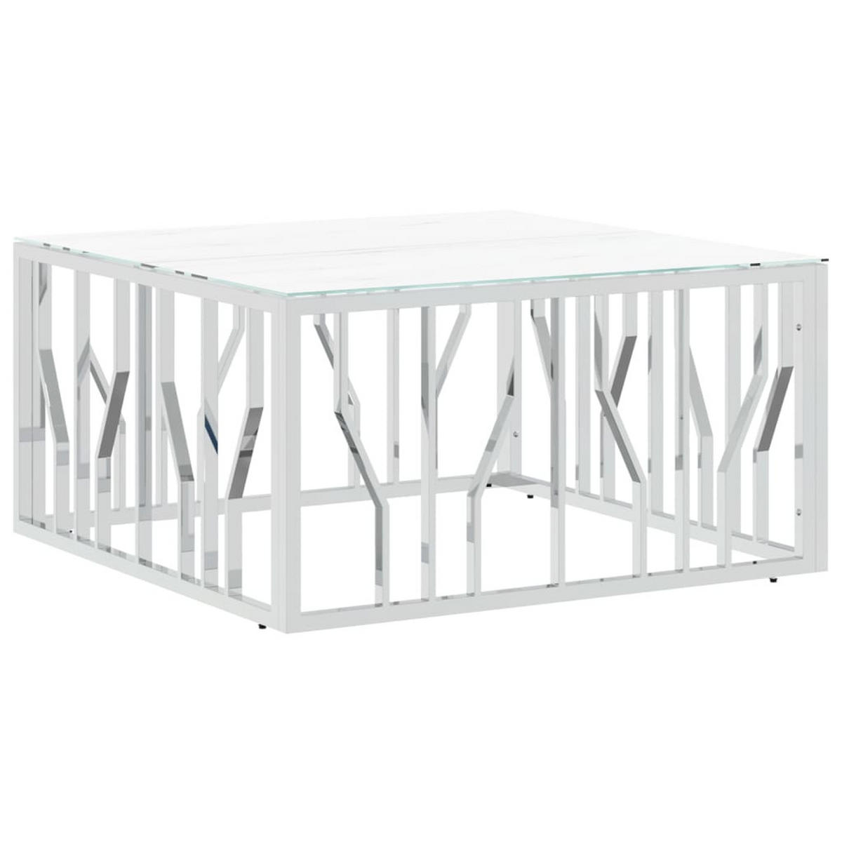 COUCHTISCH Silbern 80x80x40 cm Edelstahl und Glas - Silberfarben, Metall (80/80/40cm) - furnicato