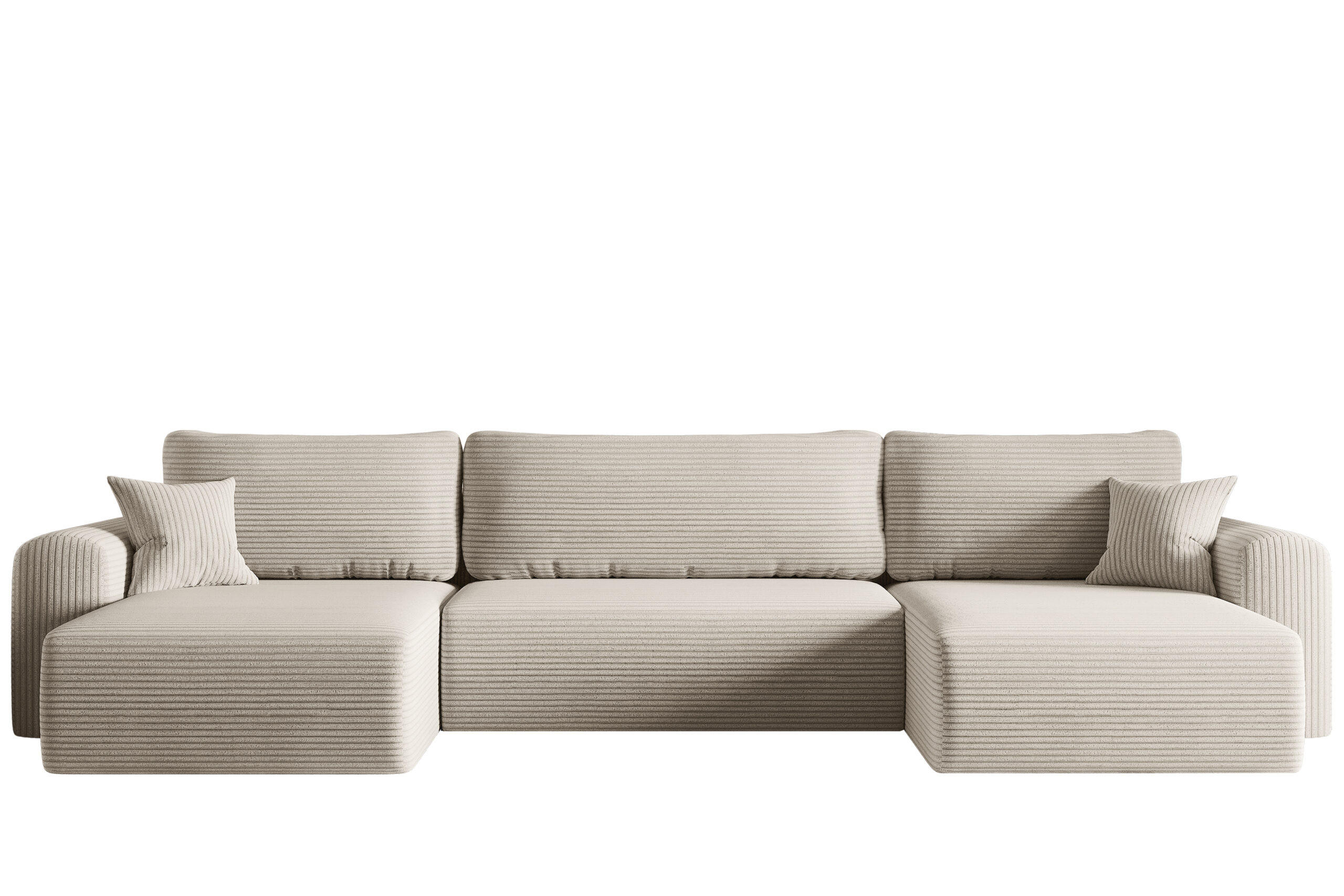 ECKSOFA Mit Schlaffunktion Und Bettkasten U-form CAPRI Poso Ecru - Ecru, Holz/Textil (145/362cm) - Kaiser Möbel