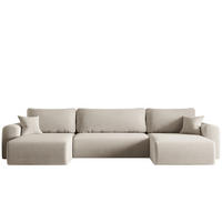 ECKSOFA Mit Schlaffunktion Und Bettkasten U-form CAPRI Poso Ecru - Ecru, Holz/Textil (145/362cm) - Kaiser Möbel