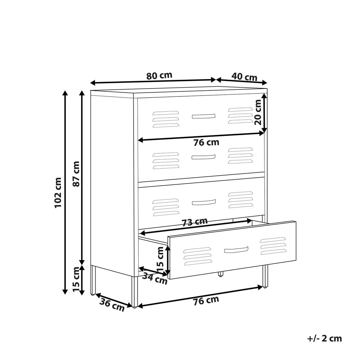 KOMMODE Metall Goldbraun Enago - Goldfarben/Braun, Metall (80/102/40cm) - Beliani