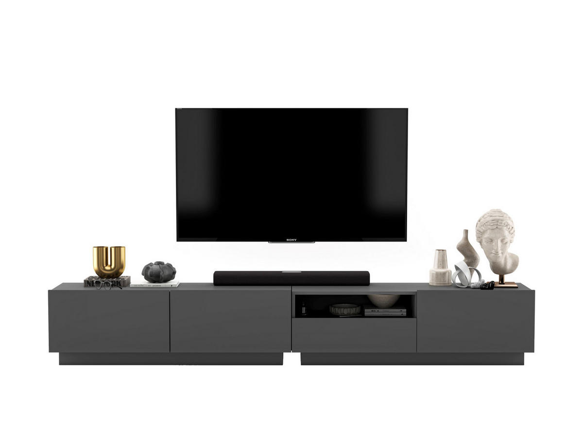 TV-LOWBOARD 2-er Set Enjoy Graphit Matt Loft Schublade 120 cm - Grau, Holzwerkstoff (240/37/35cm) - Meble Lindner
