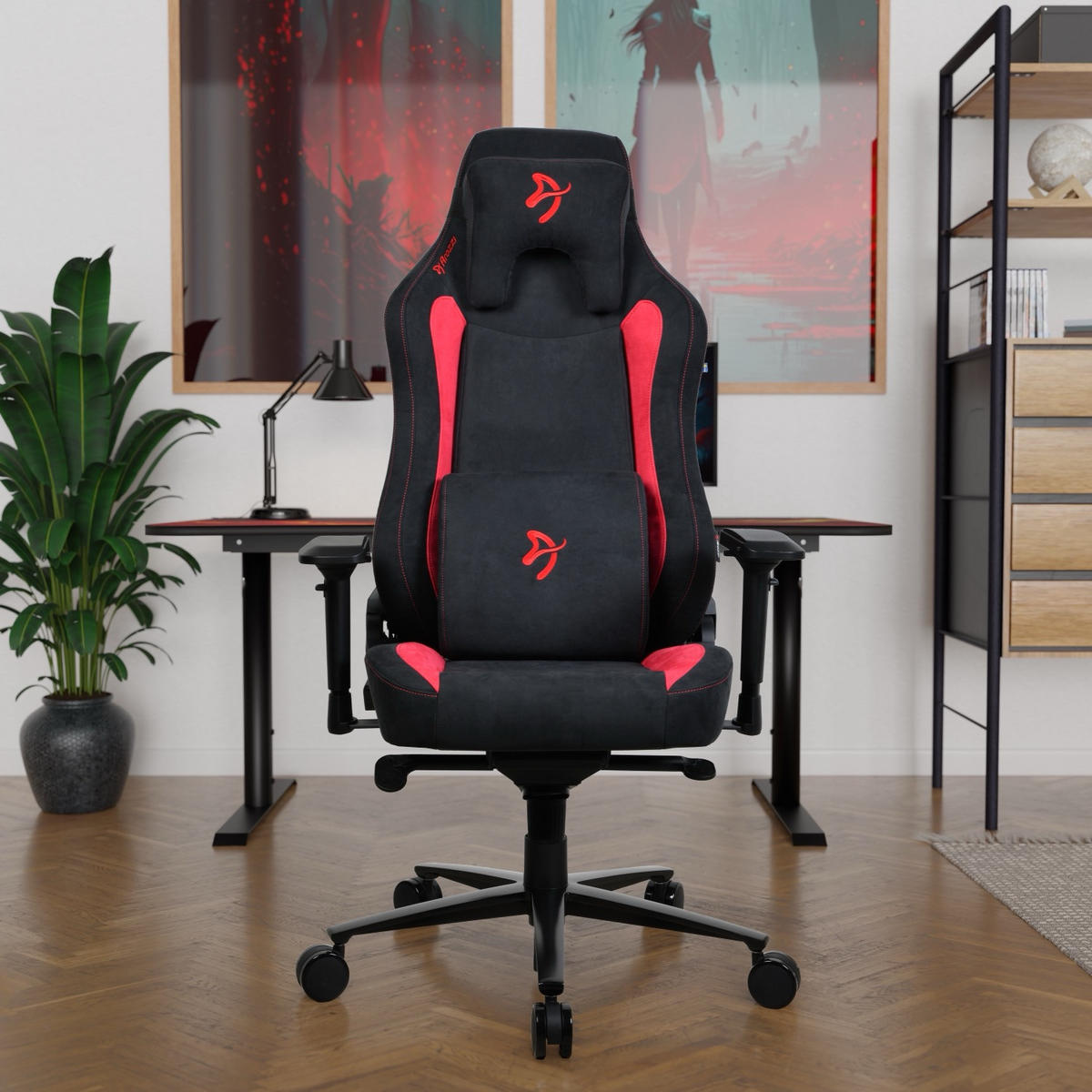 GAMINGSTUHL Vernazza Supersoft™ Stoff Schwarz/Rot - Rot/Schwarz, Textil/Metall (68/135/50cm) - Arozzi