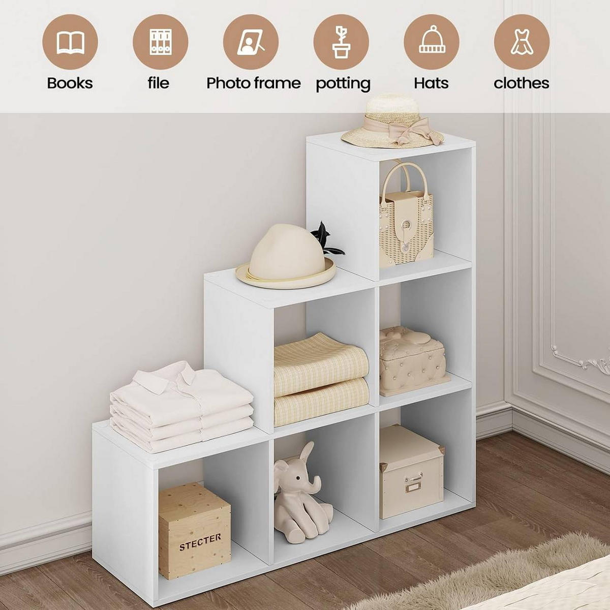 BÜCHERREGAL mit 6 Fächern, 90x29x90 cm, Weiß - Weiß, Holzwerkstoff (90/90/29cm) - Woltu