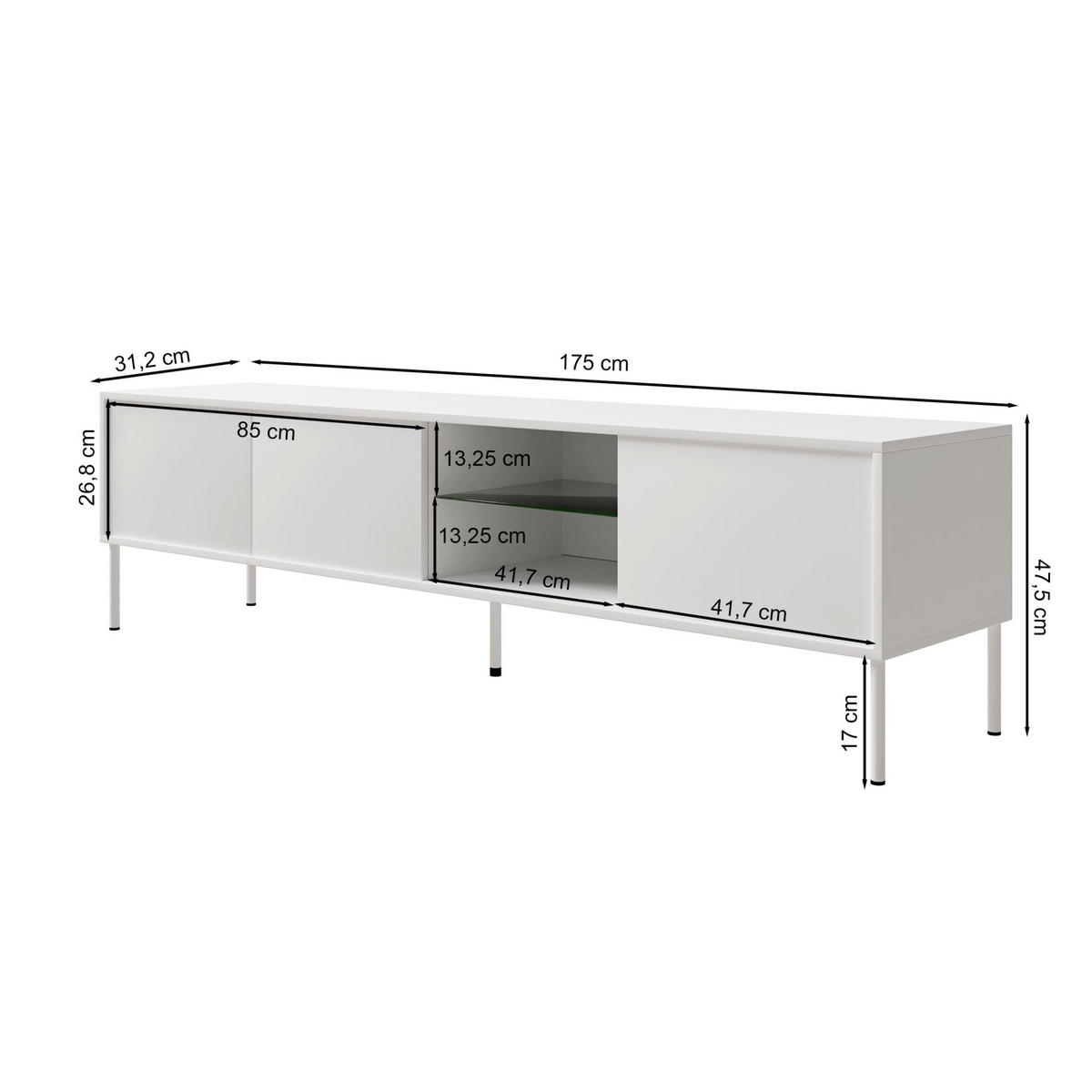 TV-SCHRANK Modity Kaschmirgrau 175/47/31 cm - Taupe, Holzwerkstoff/Metall (175/47.5/31.2cm) - Selsey