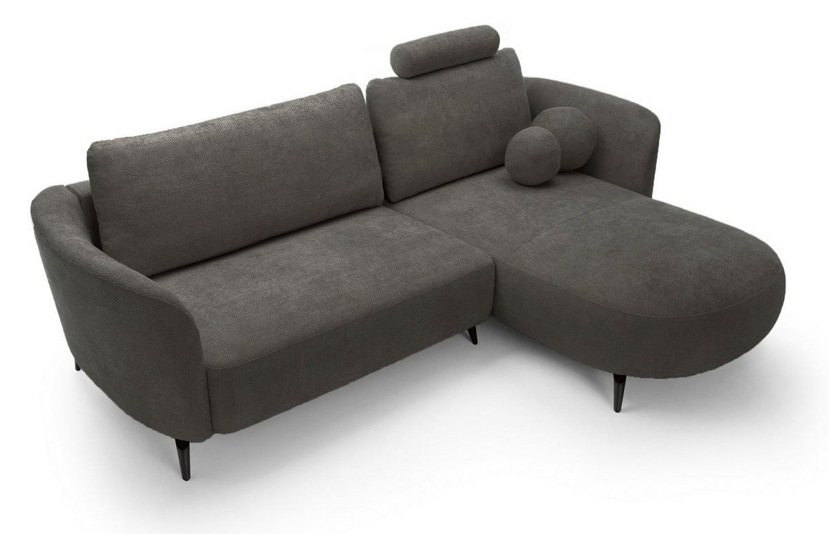 ECKSOFA auf Füßen Kendra 260 cm mit Schlaffunktion, Rechts, Dunkelgrau - Dunkelgrau, Holz (180/260cm) - Emporius