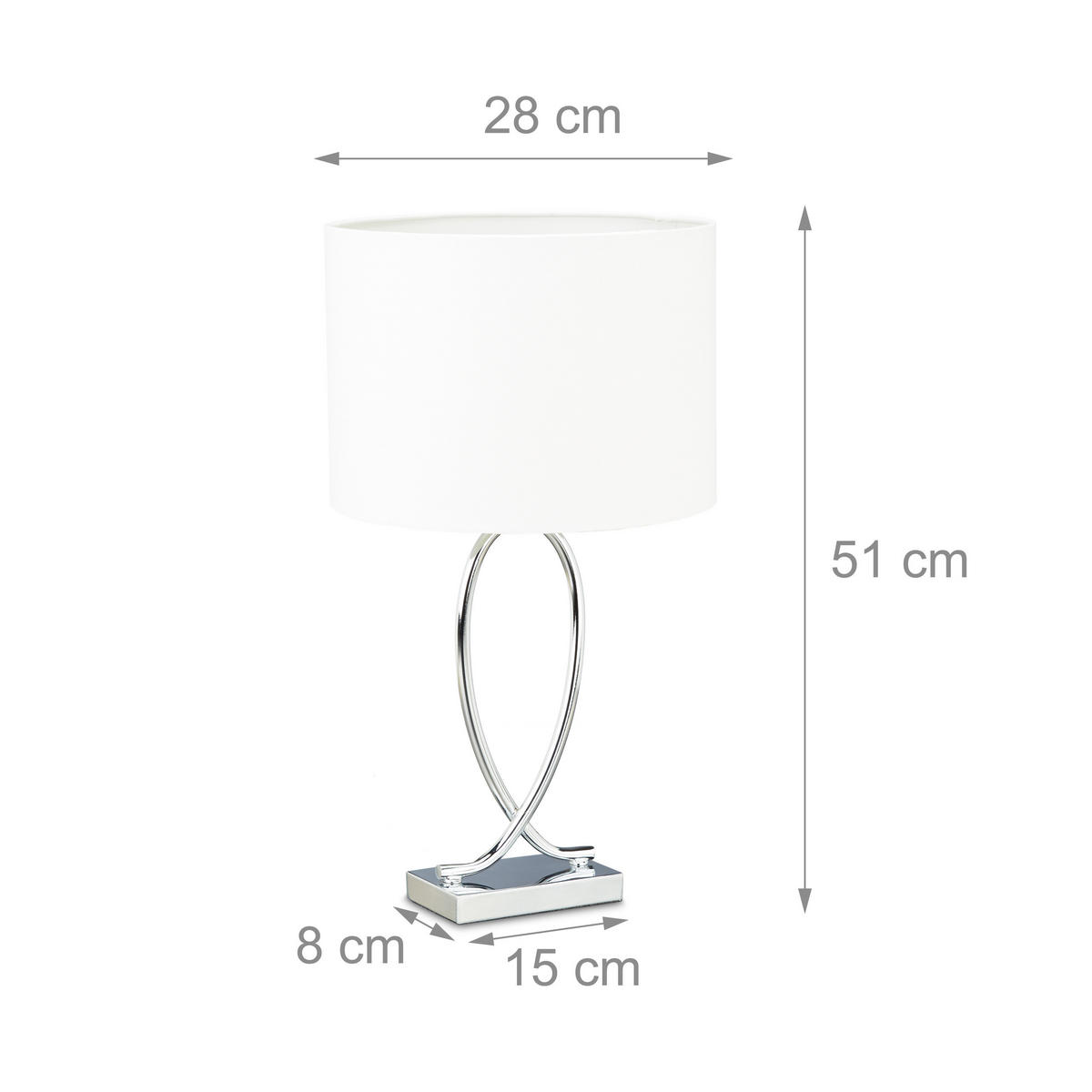 TISCHLAMPE - Multicolor, Textil/Metall (28/28/51cm) - Relaxdays