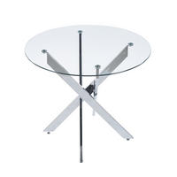 ESSTISCH 80/80/75 cm mit Glastischplatte und Metallgestell, pflegeleicht, Silber - Silberfarben, Metall (80/80/75cm) - Redom