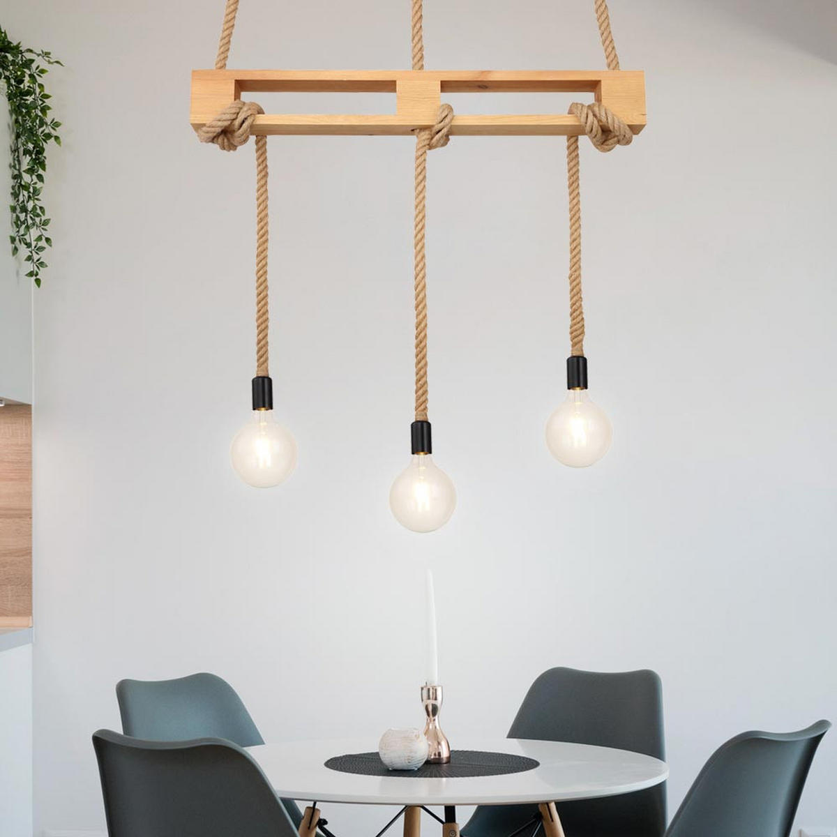 LED HÄNGELEUCHTE Holz Orange - Orange, Glas (83/10/120cm) - Globo Lighting