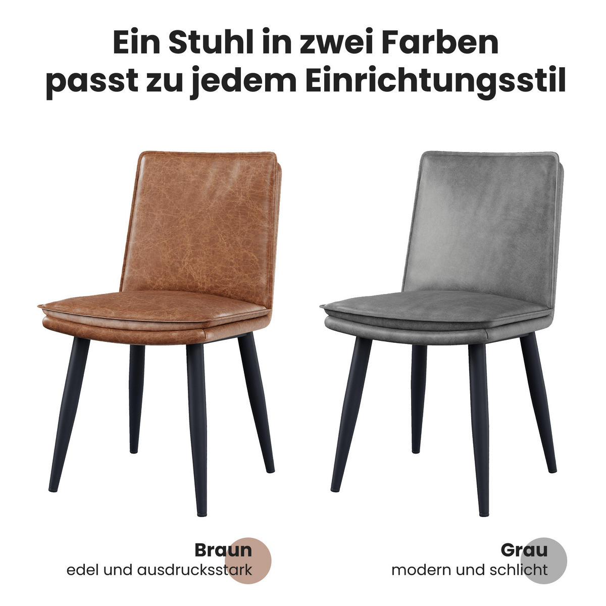 STUHL-SET DE-35795 2 Stück mit doppellagigen Kissen Braun - Braun, Metall (57/84/49cm) - ComfortXL