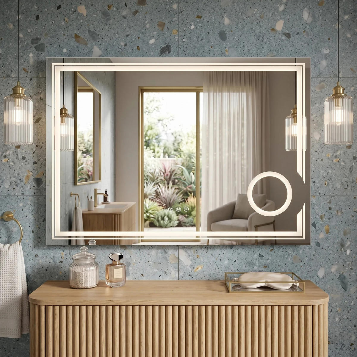 SPIEGEL Rea Led 80x60cm Haven - Transparent, Glas (80/60/2cm) - REA