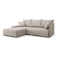 ECKSOFA LAVIO L mit Schlaffunktion und Bettzeugkasten Linke - Beige, Textil (246/188cm) - Lookway