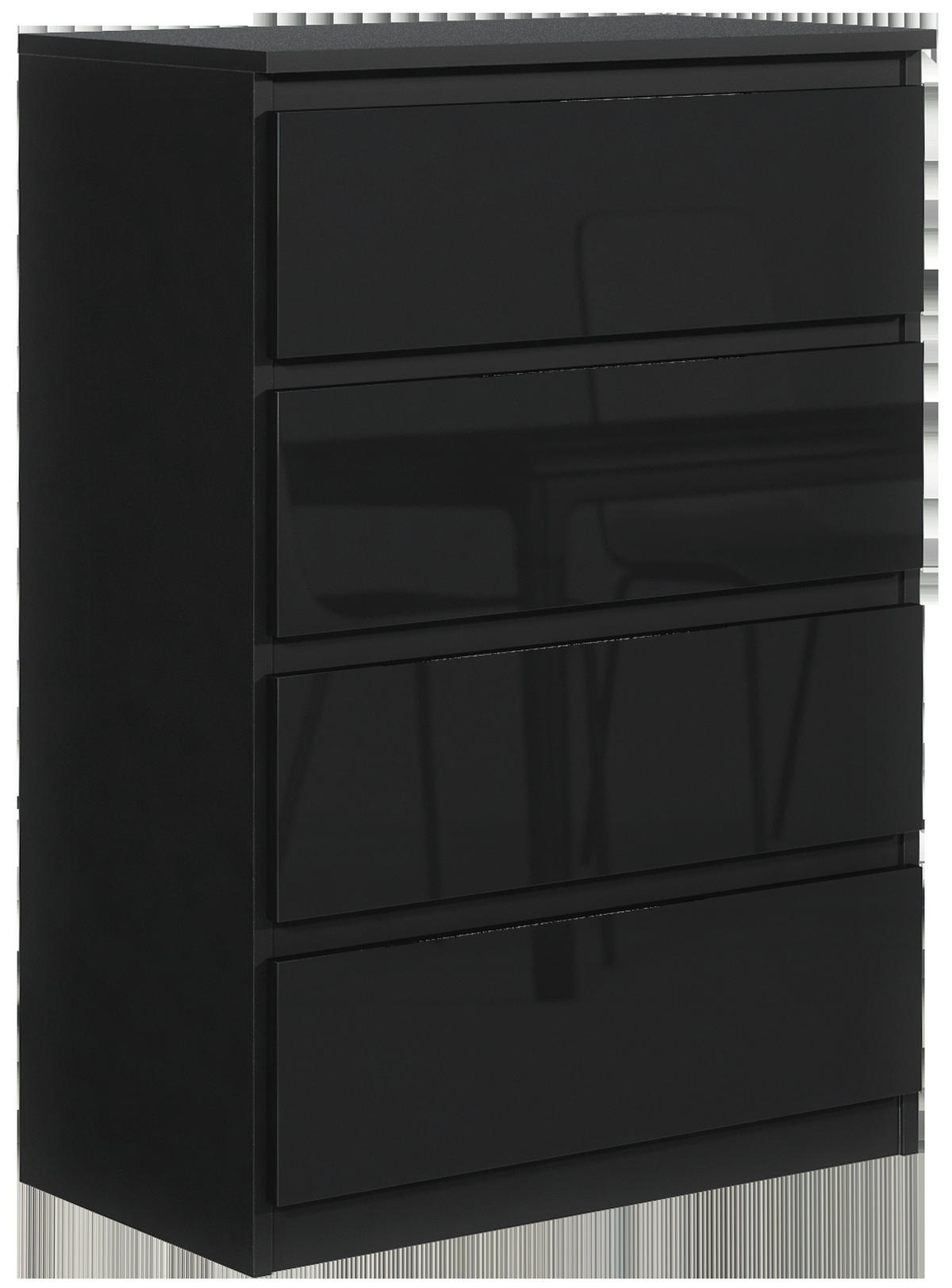 KOMMODE Schwarz, Hochglanz 70/102/39 - Schwarz Hochglanz/Schwarz, Holzwerkstoff (70/102/39cm) - RAUMHIRSCH FURNITURE