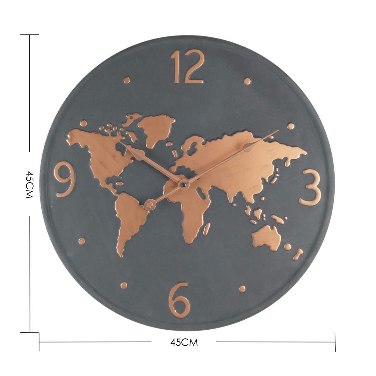 WANDUHR Schwarz 5/45/45 cm - Schwarz, Metall (5/45/45cm) - Mobili Rebecca