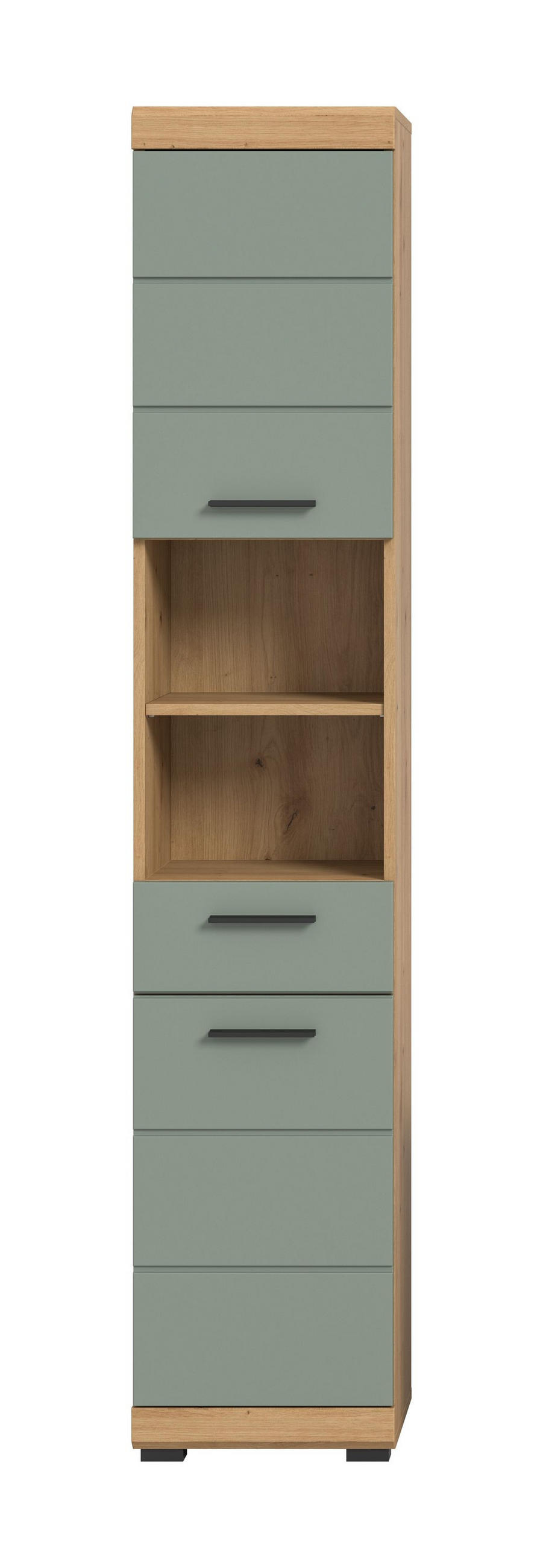 HOCHSCHRANK Scout Bad in Artisan Eiche Nachbildung und Salbei Nachbildung B/H/T: 37x191x31 cm - Eiche Artisan, Holz (37/191/31cm)