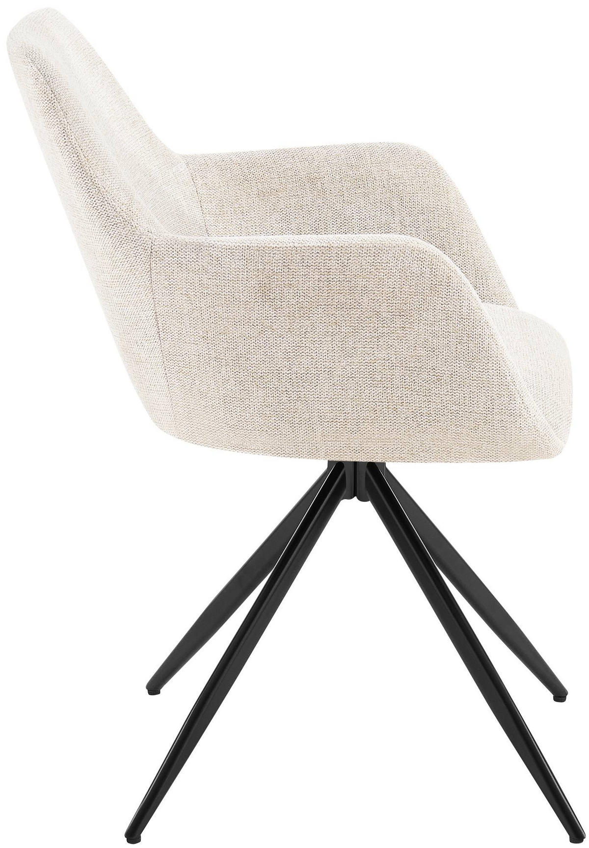 ARMLEHNENSTUHL Stoff creme - Creme/Schwarz, Textil/Metall (56/81/62cm) - CLP