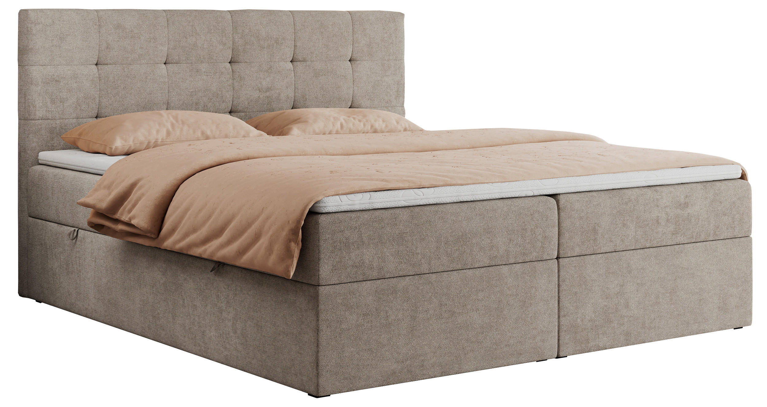 BOXBETT CENTO 200/200 Beige Strukture - H4 - Beige, Holz/Textil (200/200cm) - MKS
