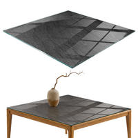 TISCHPLATTE 50x50 cm Natürliche Steinstruktur - Schwarz, Glas (0.4/50/50cm) - TULUP