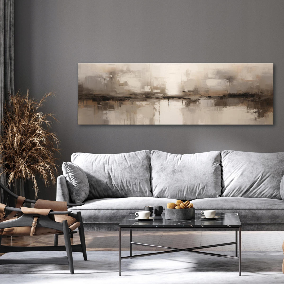 BILDER Abstrakt Loft Modern Wohnzimmer 145x45 - Multicolor, Holzwerkstoff (145/45cm) - Wallarena