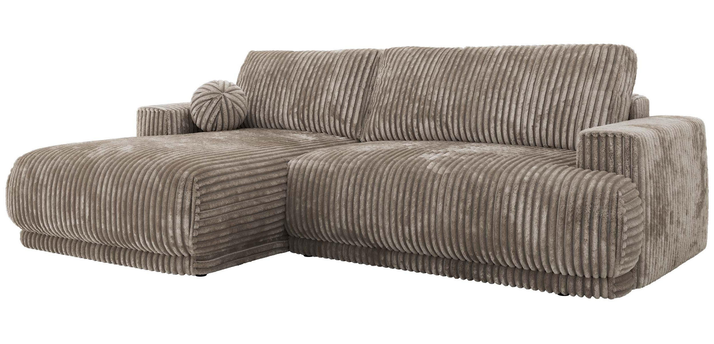 ECKSCHLAFSOFA RINA L Hellbraun Cord - links - Hellbraun/Schwarz, Kunststoff/Textil (267/170cm) - MKS