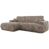 ECKSCHLAFSOFA RINA L Hellbraun Cord - links - Hellbraun/Schwarz, Kunststoff/Textil (267/170cm) - MKS