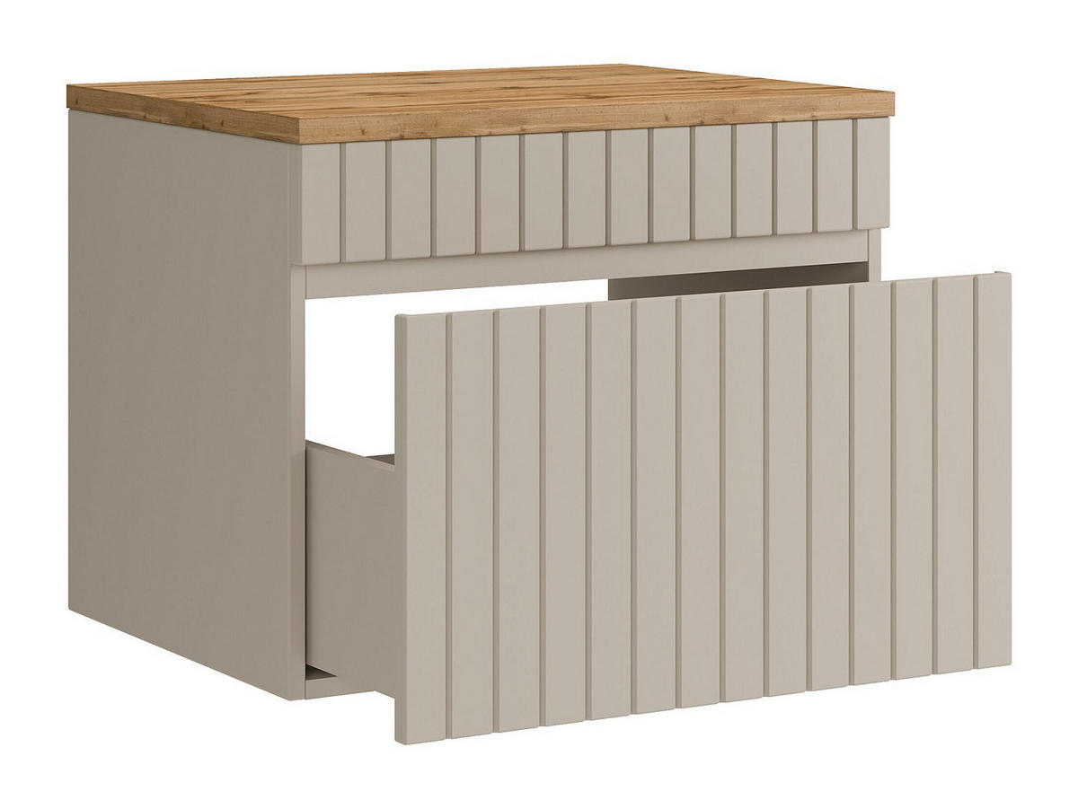 WASCHBECKENUNTERSCHRANK - 60cm x 46cm - MDF - beige - SATARA - Beige, Holz (60/46/46cm) - Vente-Unique