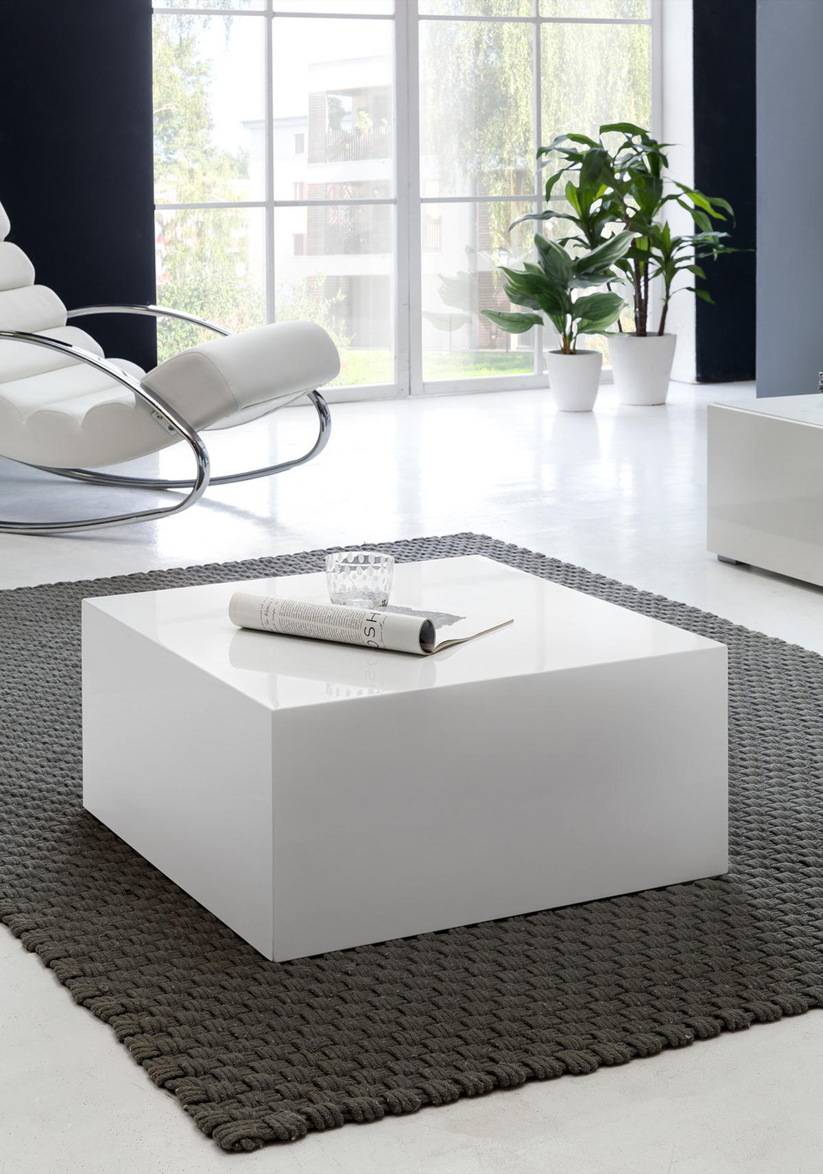 COUCHTISCH Weiß Hochglanz Quadratisch 60x60x30cm MDF Würfelform - Weiß, Holzwerkstoff (60/60/30cm) - KADIMA DESIGN