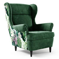 OHRENSESSEL Havana im skandinavischen Stil, Dunkelgrün, mit Beinen in Wengefarbe - Wengefarben/Dunkelgrün, Holzwerkstoff (82/102/92cm) - Beautysofa