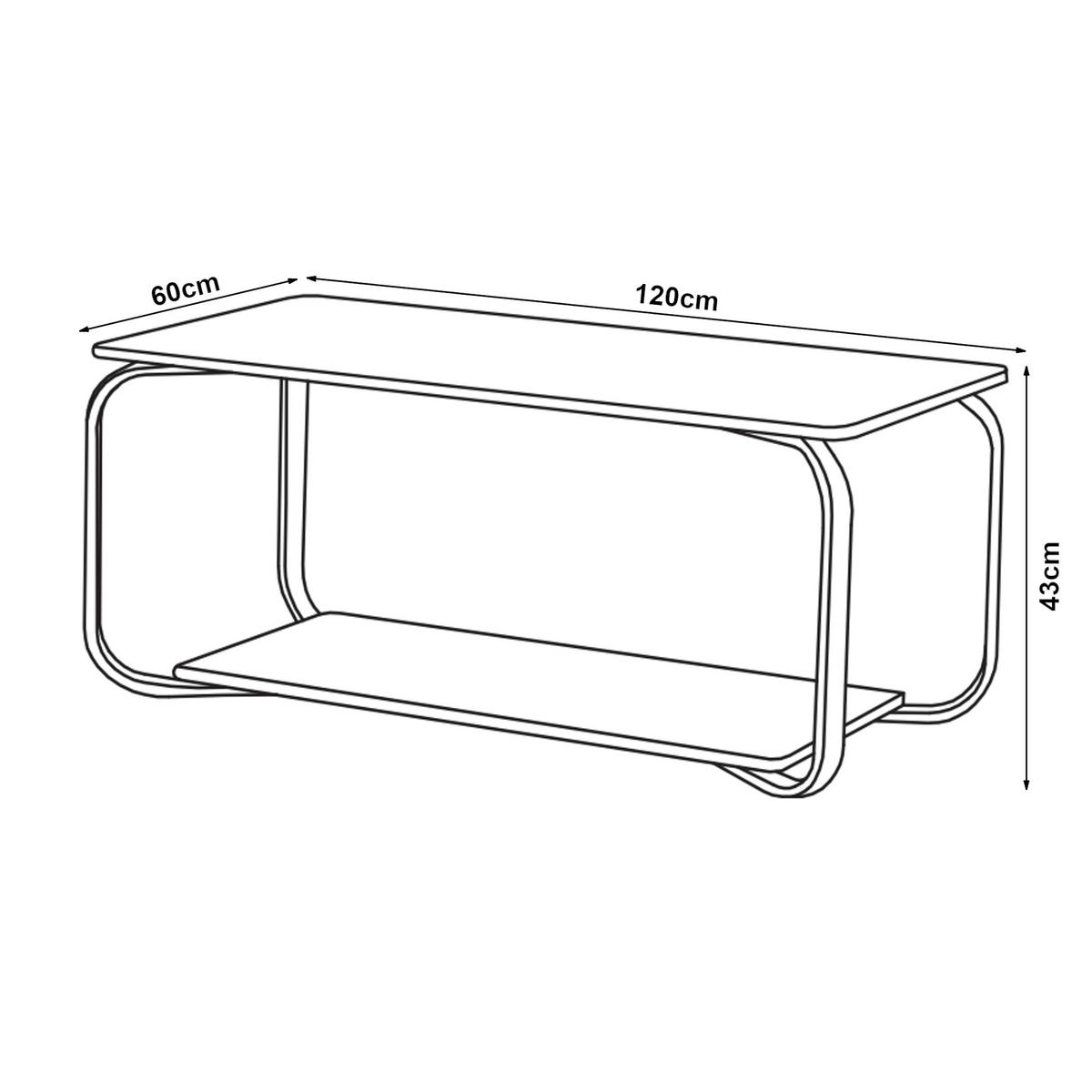 COUCHTISCH Kolta 120/60/43 cm - Weiß, Holzwerkstoff/Metall (60/120/43cm) - [en.casa]