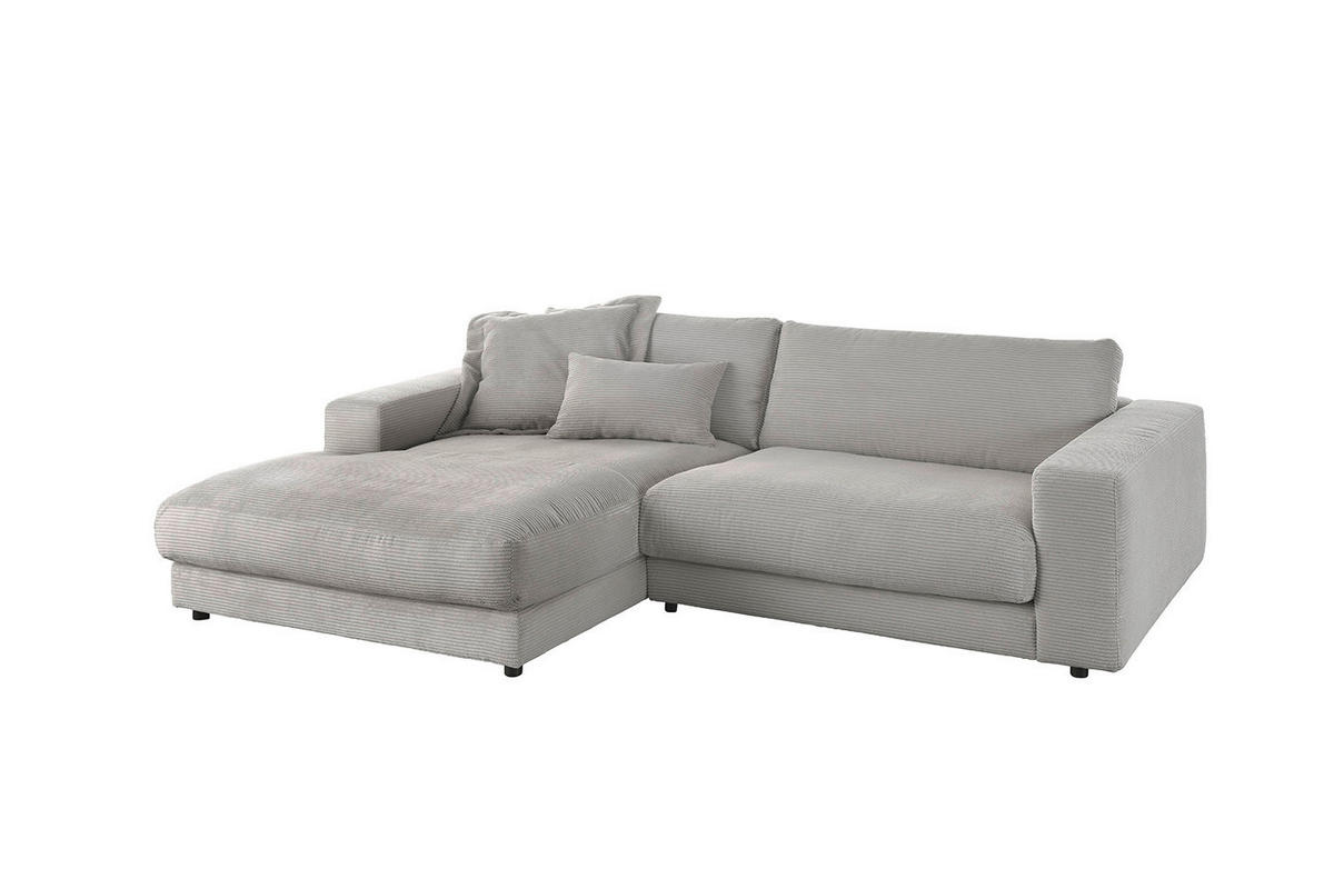 ECKSOFA MADELINE Steingrau Cord - Schwarz/Grau, Kunststoff/Textil (270/190cm) - KAWOLA