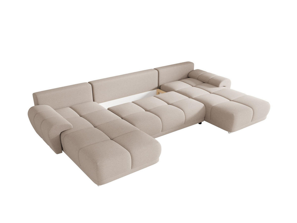ECKSOFA BEGA U Links ARAGON 03 mit Schlaffunktion - Beige, Textil (372/87/185cm) - Bedante