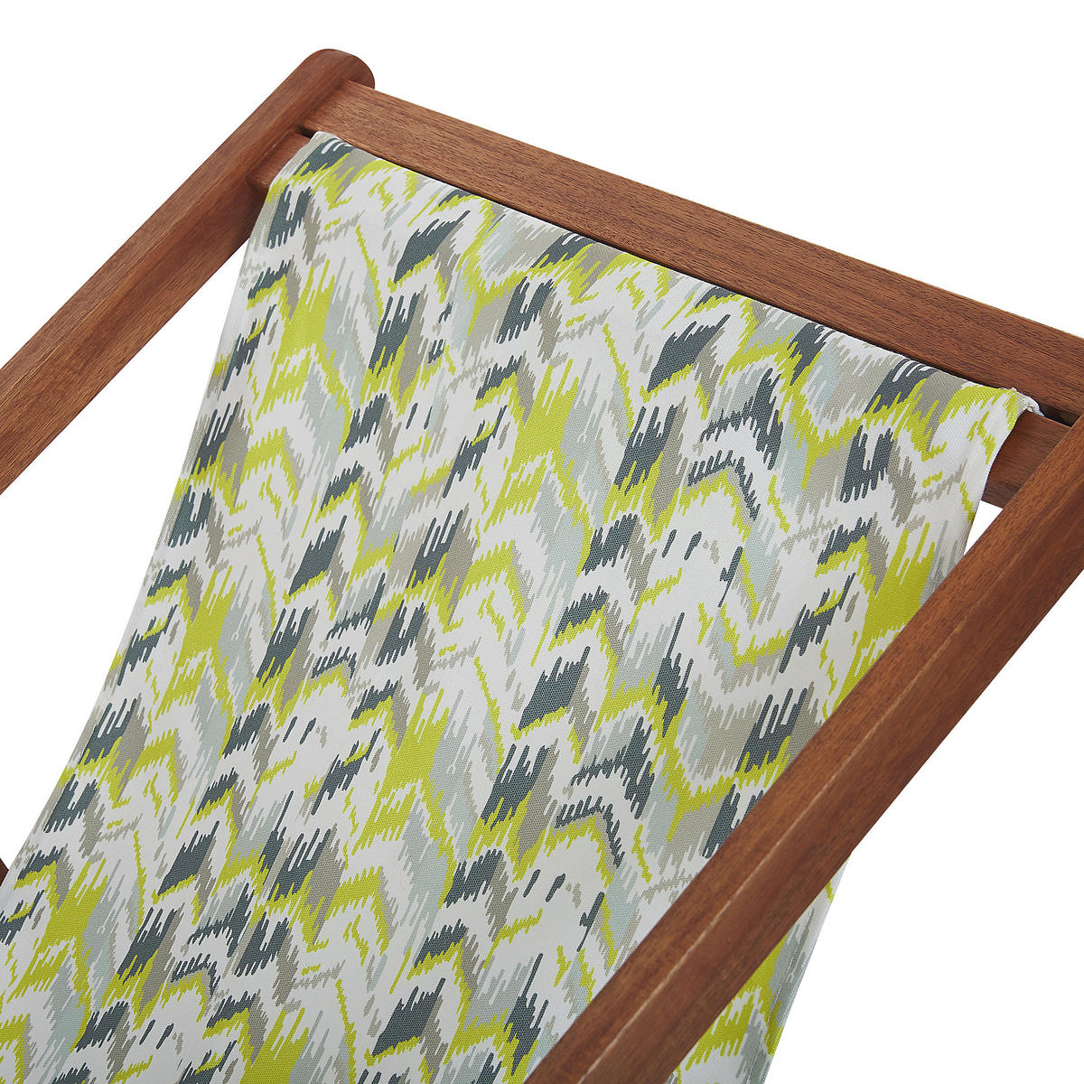 GARTENLIEGE 2er-Set dunkelbraun Textil weiß/gelb ZickZack-Muster Anzio - Dunkelbraun/Goldfarben, Textil (54/70/97cm) - Beliani