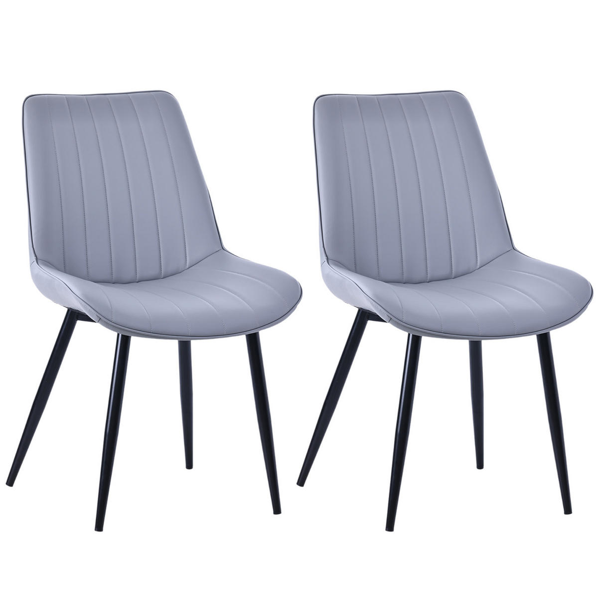 STUHL-SET 2 Stück aus Kunstleder in Modernem Stil-YZ1 - Dunkelgrau, Textil/Metall (53/88/62.5cm) - HOMAVO