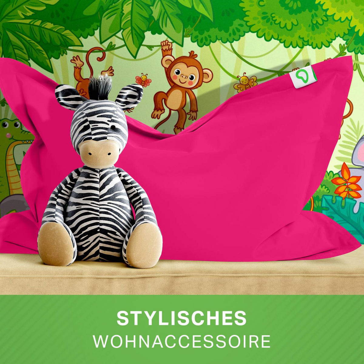 KINDER-SITZSACK 70x100cm - 70 Liter - Pink, Textil (70/10/100cm) - Green Bean