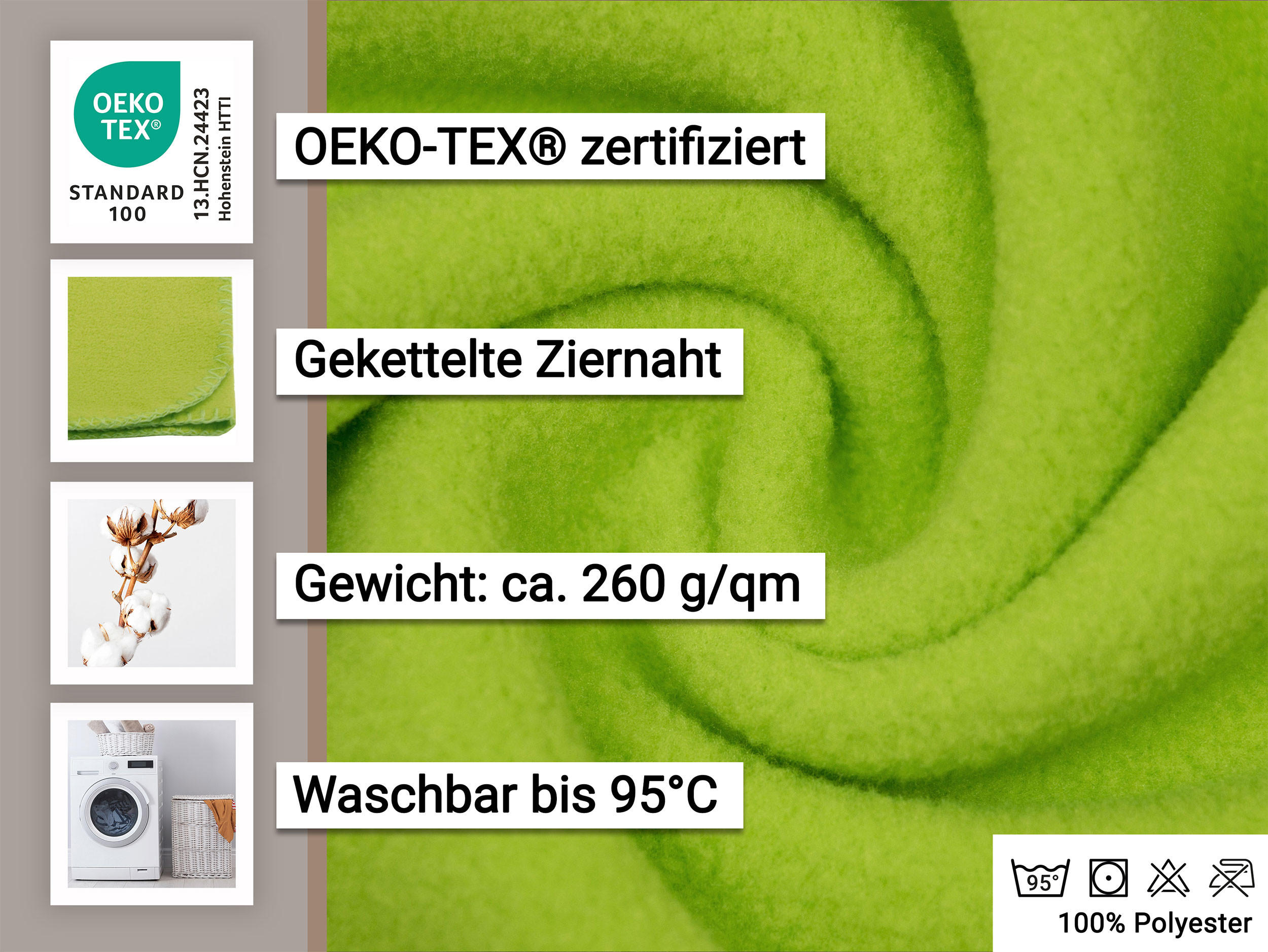 KUSCHELDECKE, 130x170 cm, 100% Polyester, Grün - Hellgrün, Textil (130/170cm) - Zollner