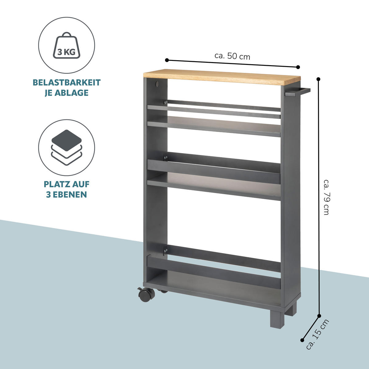 Grau, Holz (50/79/15cm) - eluno