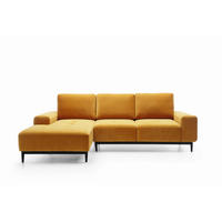 ECKSOFA SACRO Gelb Plüsch-Stoff mit Schlaffunktion - Gelb, Holz (266/175cm) - MASSENO